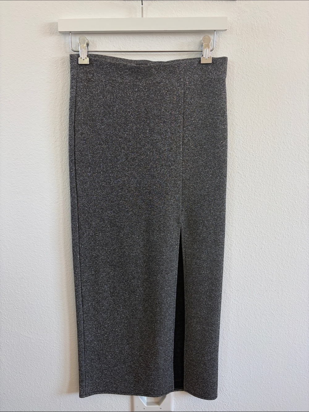 Topshop Charcoal Gray Midi Pencil Skirt with Front Slit